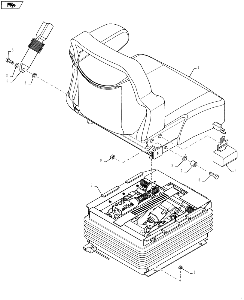 Схема запчастей Case IH 4420 - (01-014) - SEAT ASSEMBLY, CLOTH, ENDING 01/2009 Cab Interior