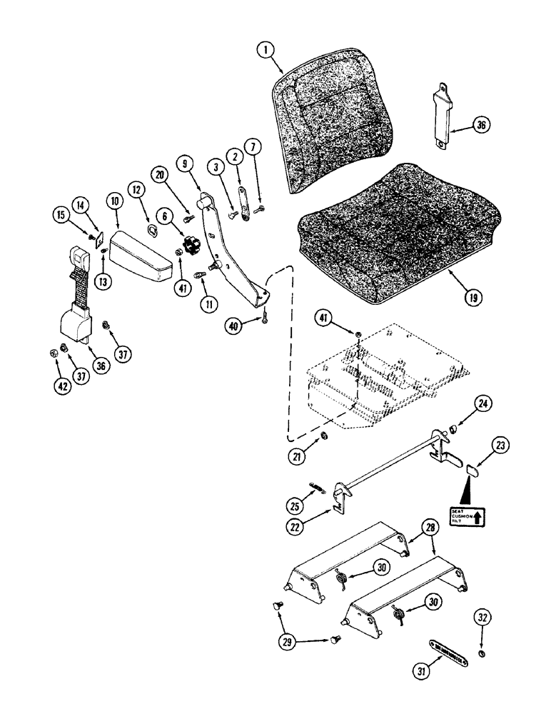 Схема запчастей Case IH 3294 - (9-388) - CLOTH SEAT, WITH ISOLATOR ATTACHMENT (09) - CHASSIS/ATTACHMENTS