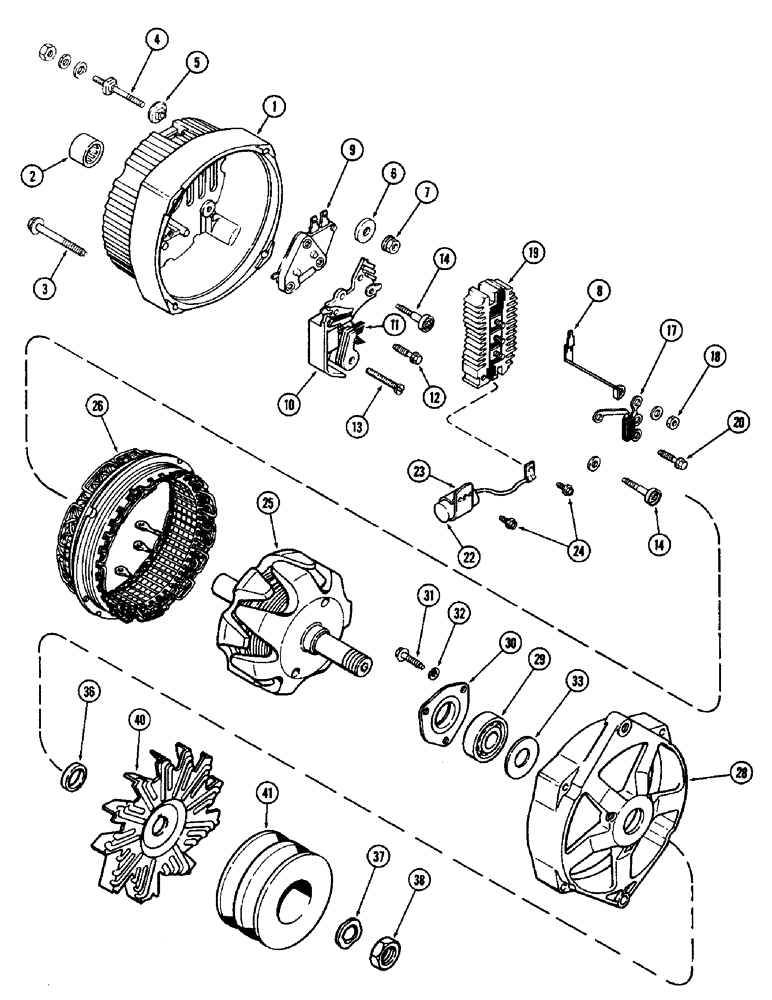 Схема запчастей Case IH 2590 - (4-134) - ALTERNATOR ASSEMBLY, 72 AMPERE, USES METRIC HARDWARE (04) - ELECTRICAL SYSTEMS