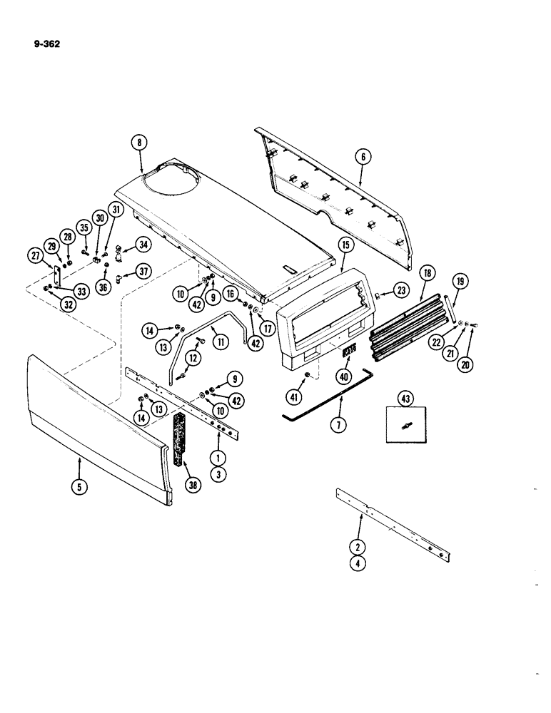 Схема запчастей Case IH 4490 - (9-362) - HOOD AND UPPER GRILLE (09) - CHASSIS/ATTACHMENTS