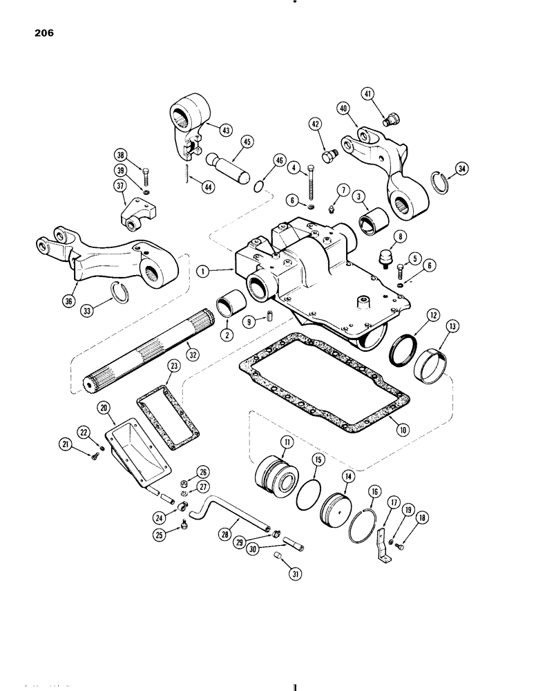 Схема запчастей Case IH 570 - (206) - ROCKSHAFT AND HOUSING, DRAFT-O-MATIC, STANDARD 4 WHEEL TRACTOR (09) - CHASSIS/ATTACHMENTS