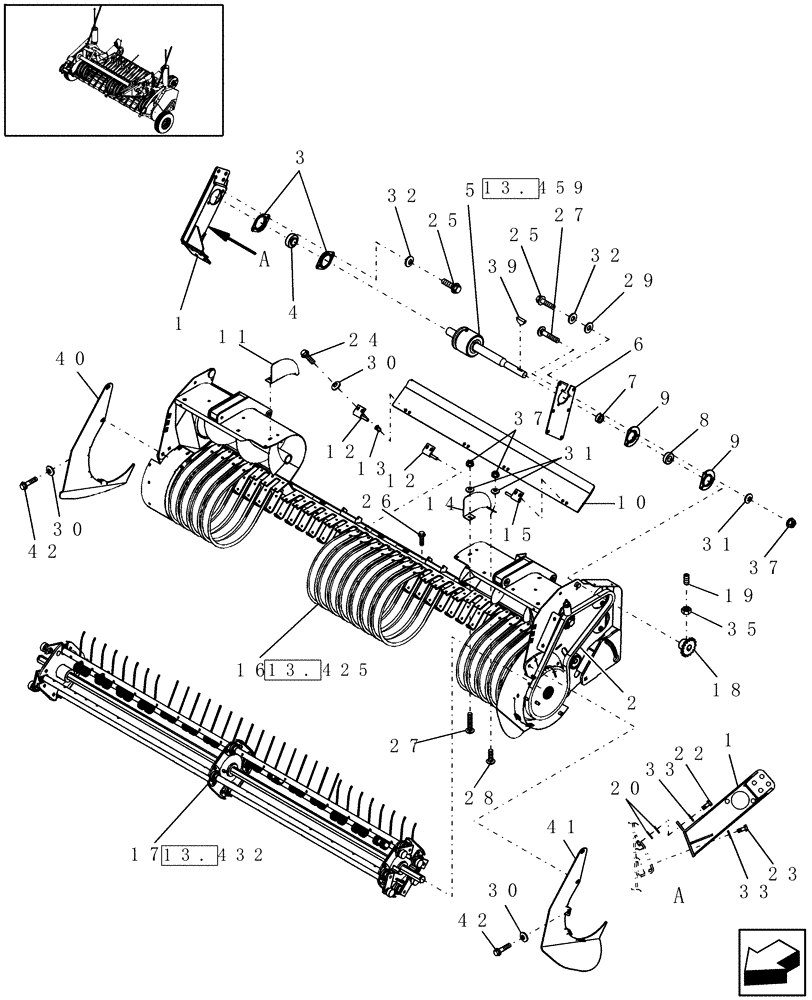 Схема запчастей Case IH RBX453 - (13.429) - 2M WIDE PICKUP W/ ROTOR & CLUTCH, NORTH AMERICA (13) - FEEDER