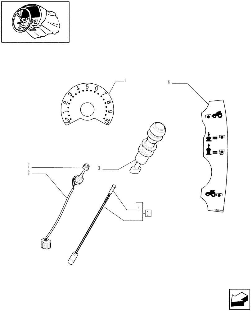 Схема запчастей Case IH MAXXUM 100 - (1.91.1/11) - INTEGRATED FRONT HPL - SWITCHES & CABLES - D6519 (VAR.333648-334648-335648-336831-337831) (10) - OPERATORS PLATFORM/CAB