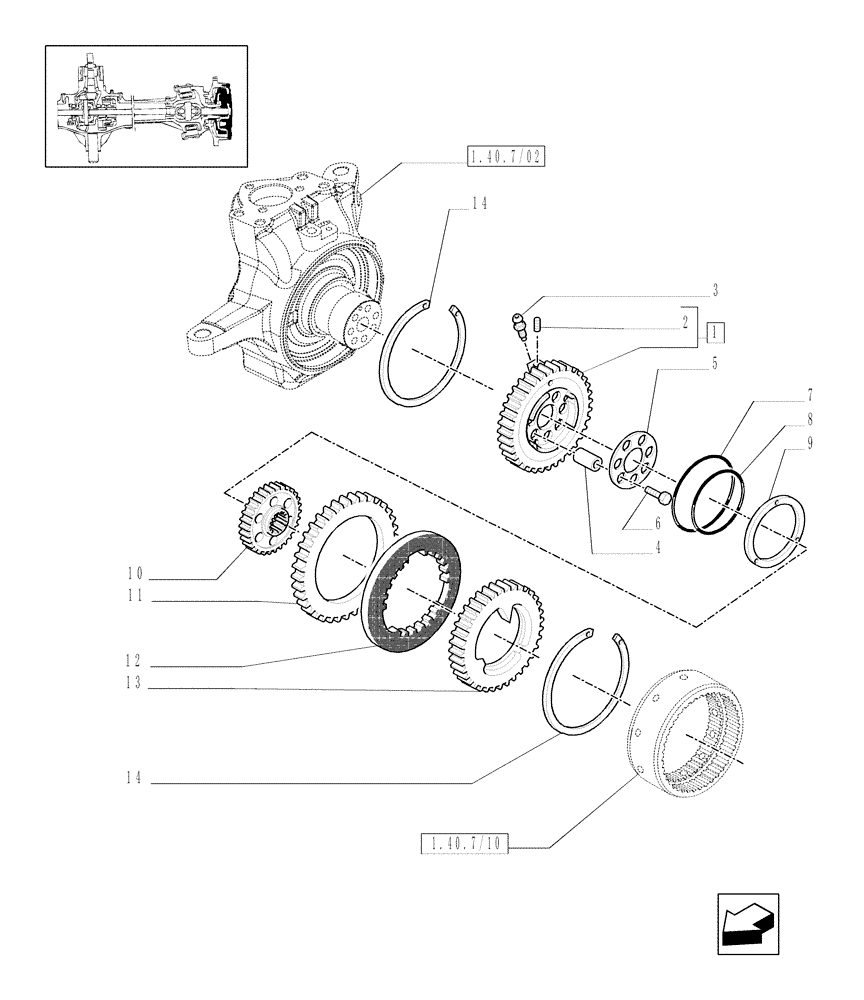 Схема запчастей Case IH MAXXUM 140 - (1.40. 7/14[01]) - (CL.4) FRONT AXLE W/MULTI-PLATE DIFF. LOCK, ST. SENSOR AND BRAKES - BRAKES (VAR.330426) (04) - FRONT AXLE & STEERING