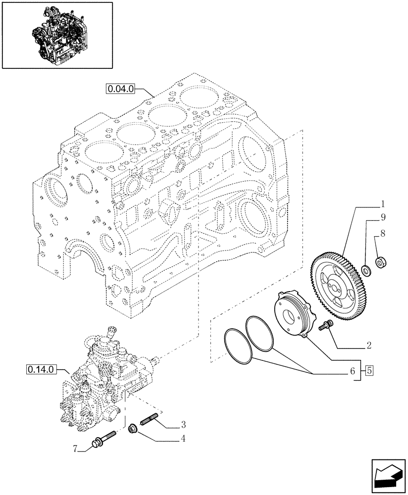 Схема запчастей Case IH MAXXUM 110 - (0.14.2) - INJECTION PUMP DRIVE (STD + VAR.330003-332115-332116) (01) - ENGINE