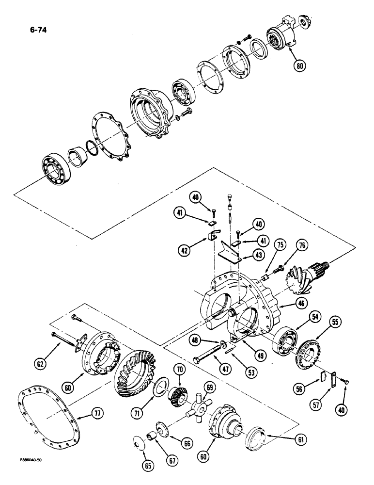 Схема запчастей Case IH 9170 - (6-74) - AXLE ASSEMBLY, DIFFERENTIAL AND CARRIER, K598.60/70 SERIES, (CONT) (06) - POWER TRAIN