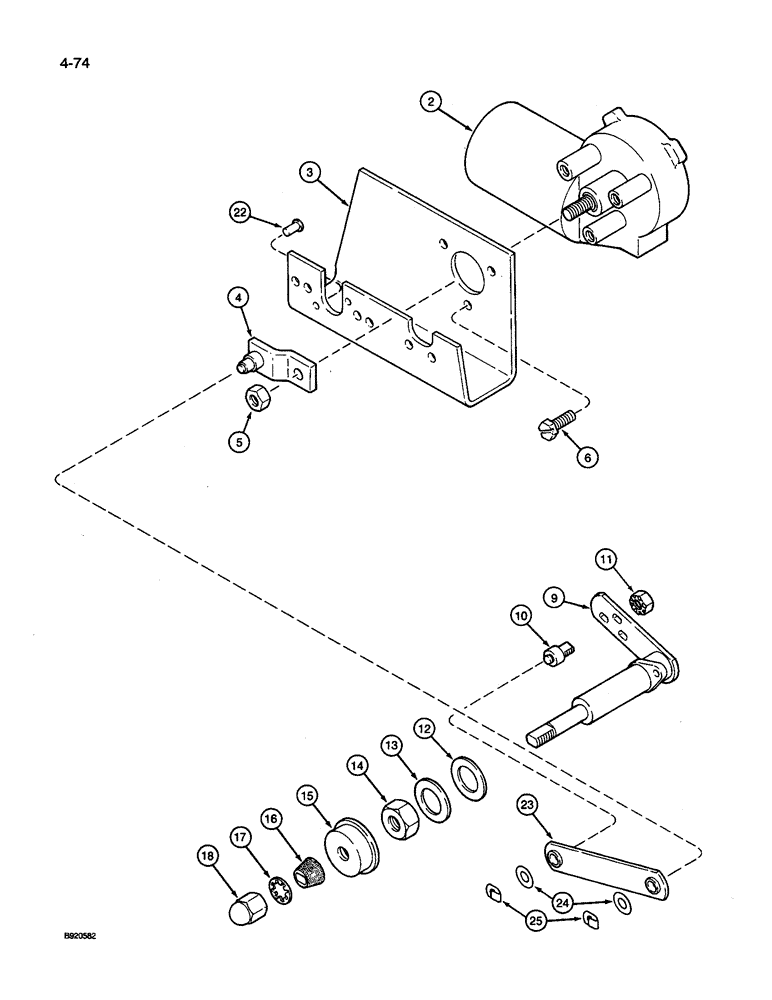 Схема запчастей Case IH 9240 - (4-074) - WIPER DRIVE, REAR WINDOW, P.I.N. JCB0028400 AND AFTER (04) - ELECTRICAL SYSTEMS