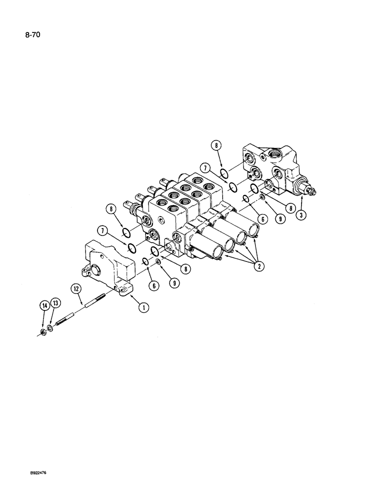 Схема запчастей Case IH 9260 - (8-070) - HYDRAULIC REMOTE VALVE ASSEMBLY (08) - HYDRAULICS