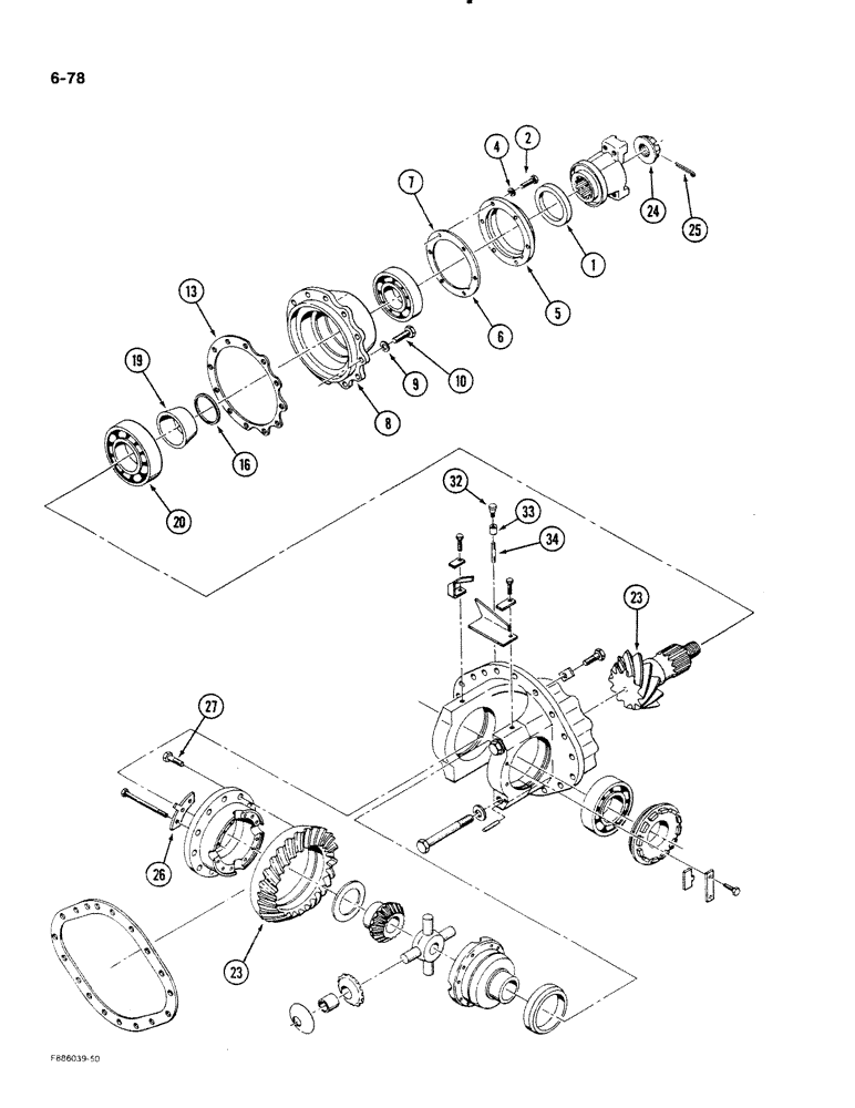 Схема запчастей Case IH STEIGER - (6-78) - AXLE ASSEMBLY, DIFFERENTIAL AND CARRIER, K598.60/70 SERIES (06) - POWER TRAIN