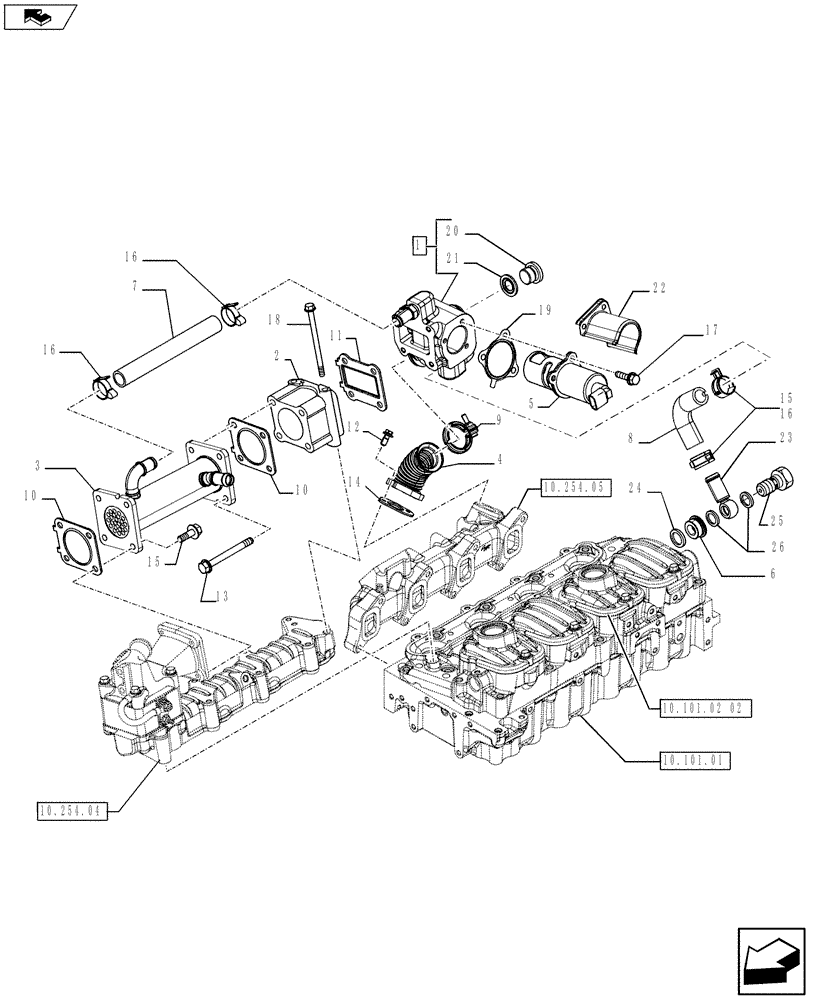 Схема запчастей Case IH F5AE5484B A002 - (10.408.01) - HEAT EXCHANGER - ENGINE - EGR GROUP (10) - ENGINE