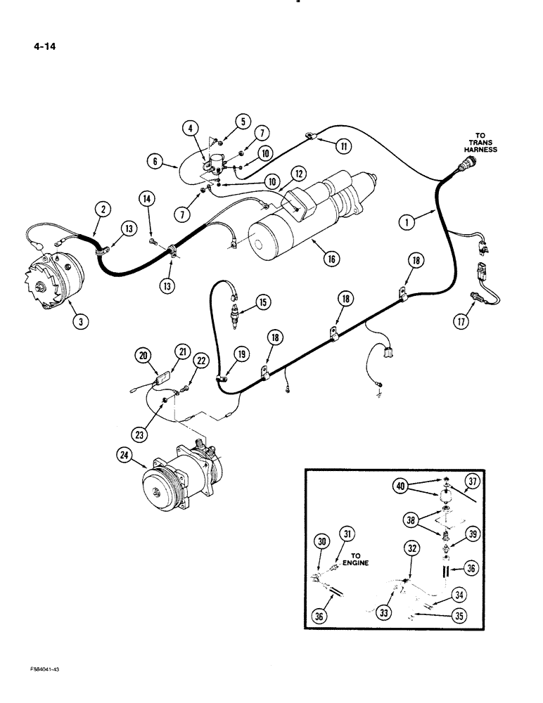 Схема запчастей Case IH STEIGER - (4-14) - ENGINE HARNESS, 855 ENGINE (04) - ELECTRICAL SYSTEMS