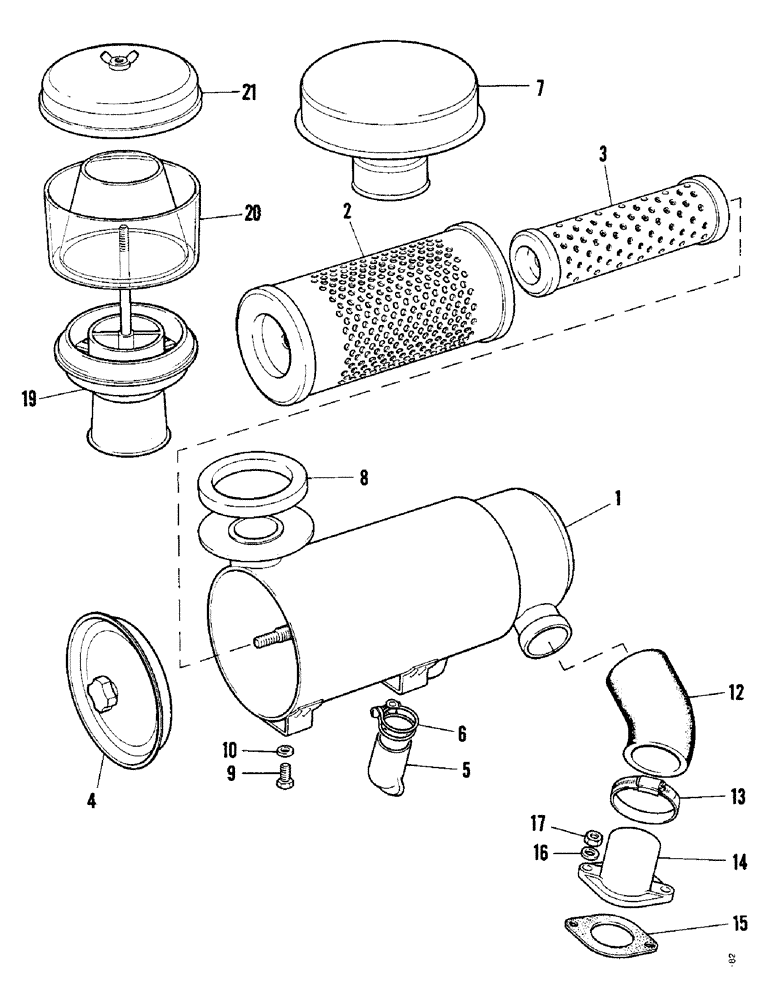 Схема запчастей Case IH 1690 - (B02-1) - AIR CLEANERS (02) - COOLING & FUEL SYSTEMS