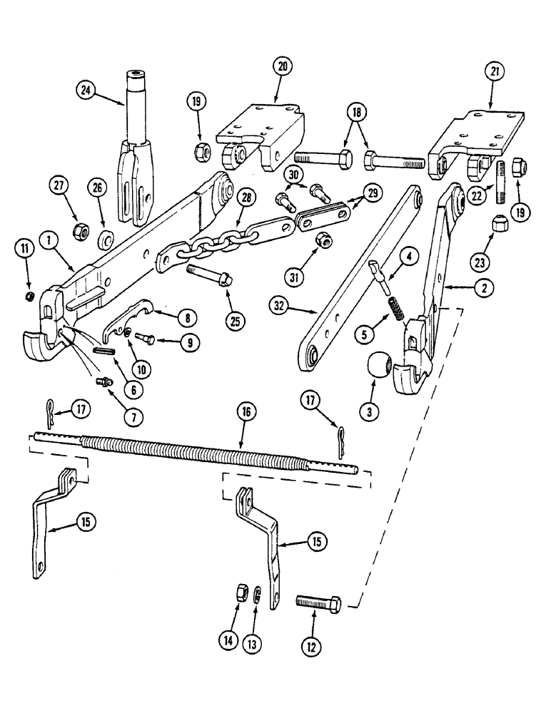 Схема запчастей Case IH 1494 - (9-356) - LOWER LINKS AND HITCH BRACKETS (09) - CHASSIS/ATTACHMENTS