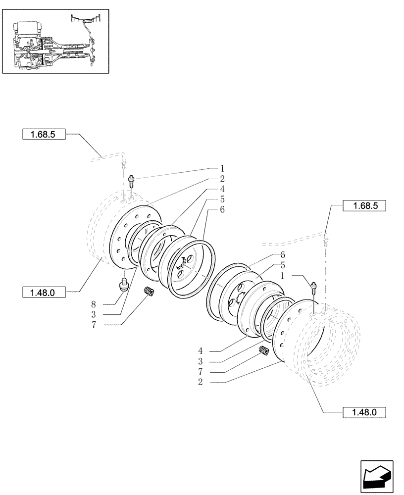 Схема запчастей Case IH JX1090U - (1.65.3) - TRANSMISSION BRAKE - PARTS (05) - REAR AXLE