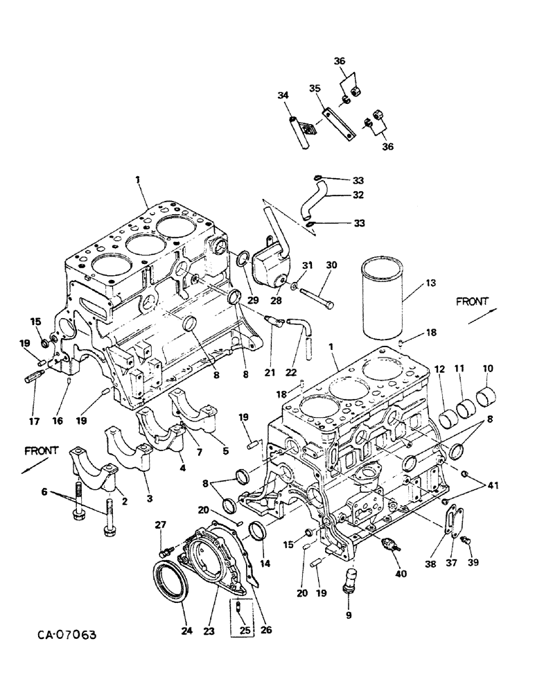 Схема запчастей Case IH 284 - (12-42) - POWER, DIESEL ENGINE, NISSAN, CYLINDER BLOCK AND CONNECTIONS Power