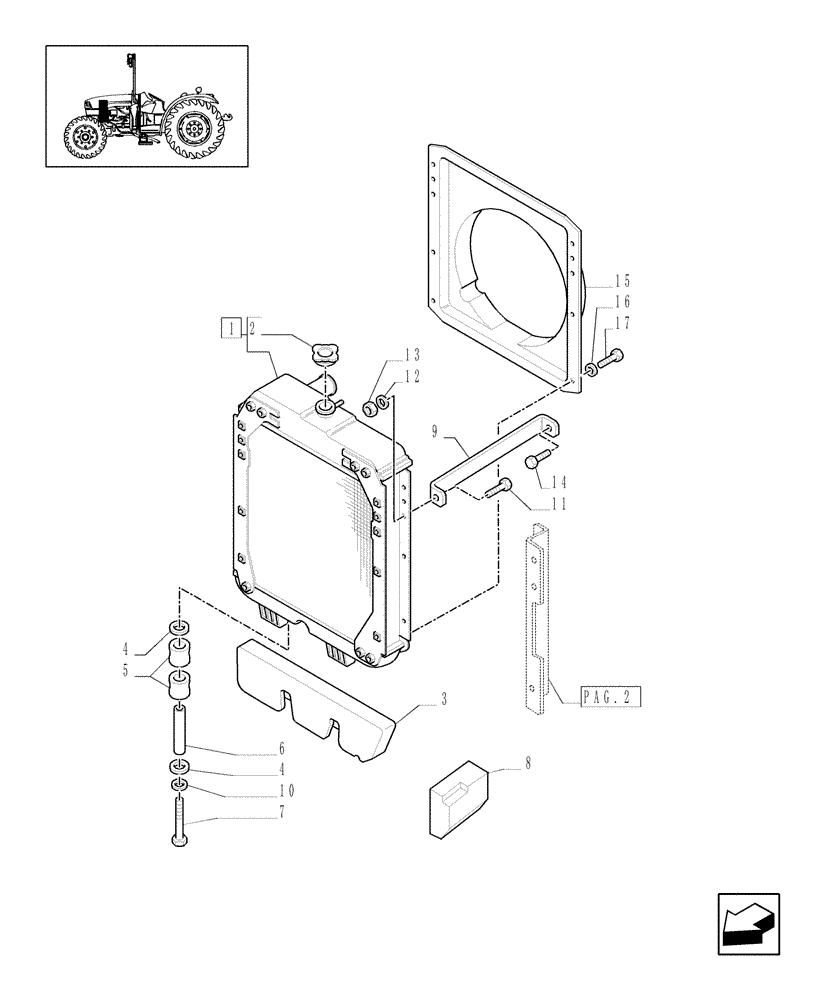 Схема запчастей Case IH JX1060C - (1.17.0[01]) - RADIATOR & RELATED PARTS (02) - ENGINE EQUIPMENT