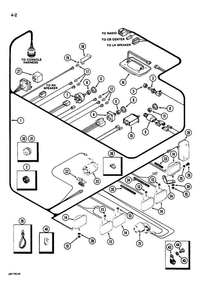 Схема запчастей Case IH 1844 - (4-02) - CAB ROOF HARNESS (06) - ELECTRICAL SYSTEMS