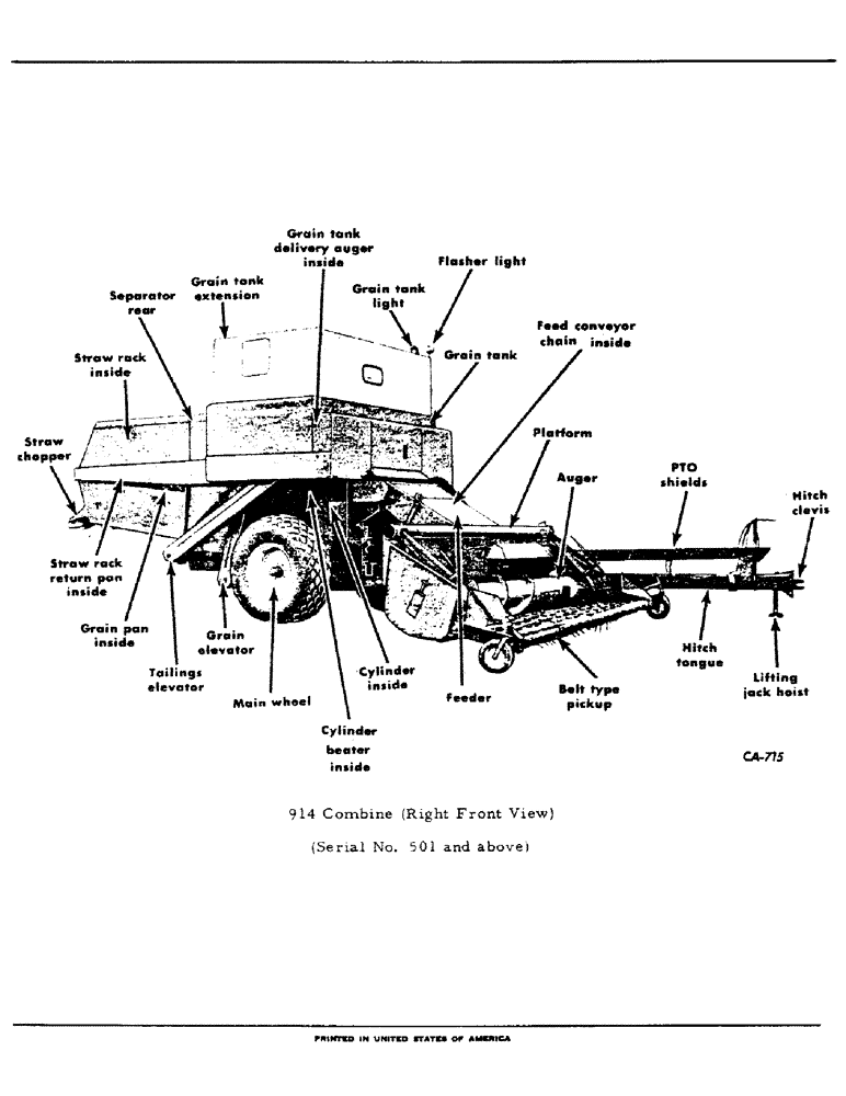 Схема запчастей Case IH 914 - (00-11) - INTRODUCTION, 914 COMBINE VIEW, RIGHT FRONT (00) - GENERAL