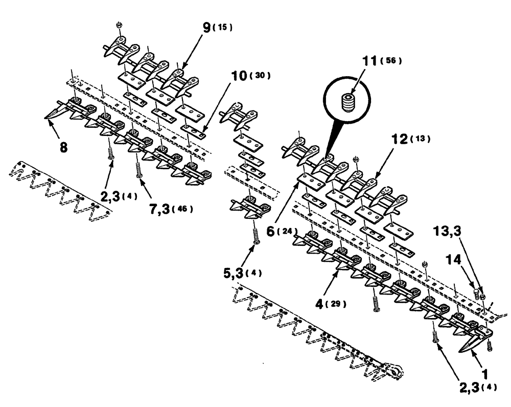 Схема запчастей Case IH 325 - (3-16) - STUB GUARDS (15 FOOT) (58) - ATTACHMENTS/HEADERS