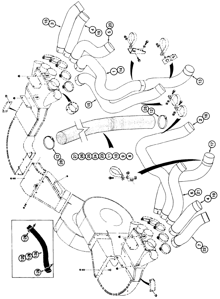 Схема запчастей Case IH 2555 - (09C-19) - AIR DUCTS AND HOSES -JJC0157149 (15) - HANDLING SYSTEM