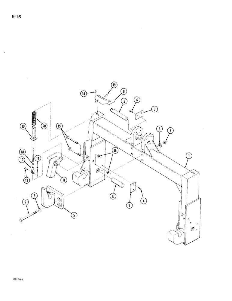 Схема запчастей Case IH 9210 - (9-016) - QUICK HITCH COUPLER, CATEGORY III, WITH BOLTED ON QUICK ATTACHMENT HOOK (09) - CHASSIS/ATTACHMENTS