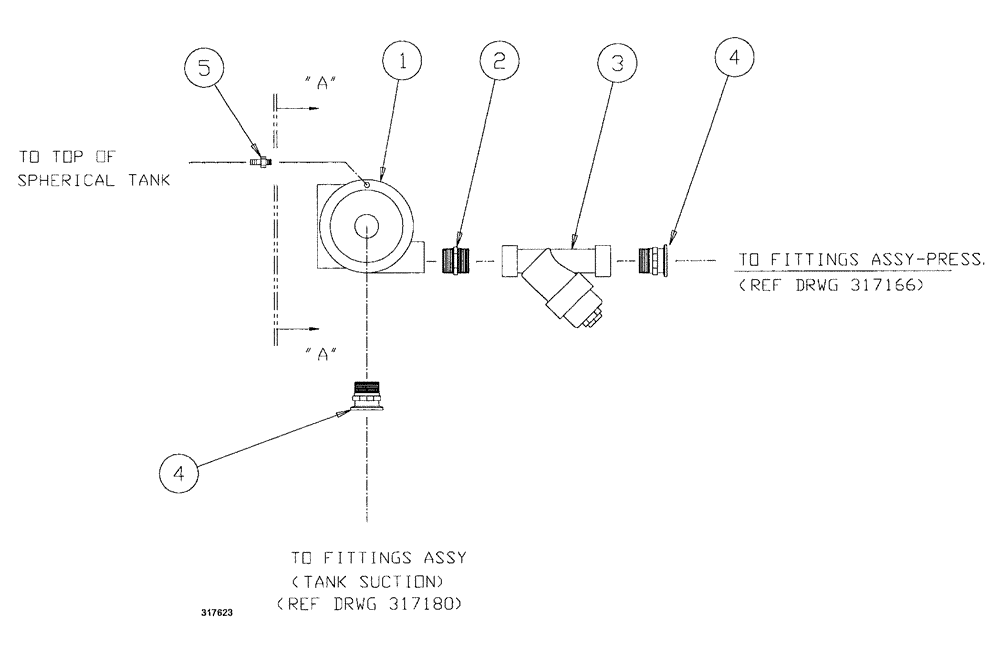 Схема запчастей Case IH SPX3200B - (148) - PUMP AND STRAINER ASSEMBLY - SPHERICAL TANK (78) - SPRAYING