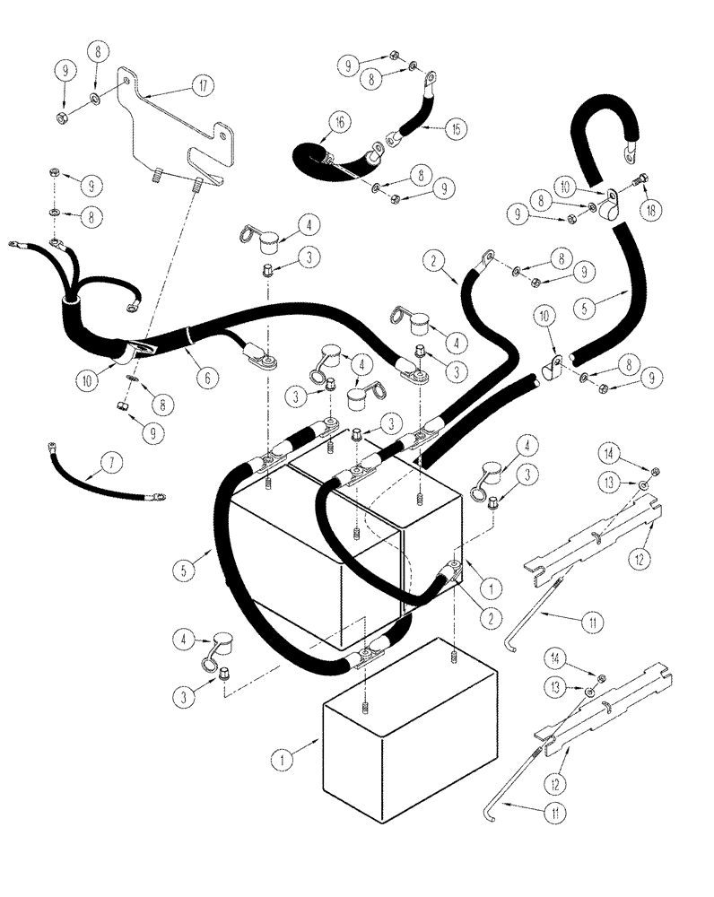 Схема запчастей Case IH STX375 - (04-16) - BATTERIES WHEEL TRACTOR (04) - ELECTRICAL SYSTEMS