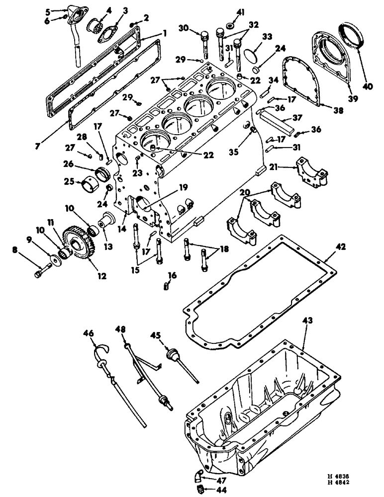 Схема запчастей Case IH 275 - (D-02) - D206 DIESEL ENGINE, CRANKCASE AND OIL PAN (01) - ENGINE