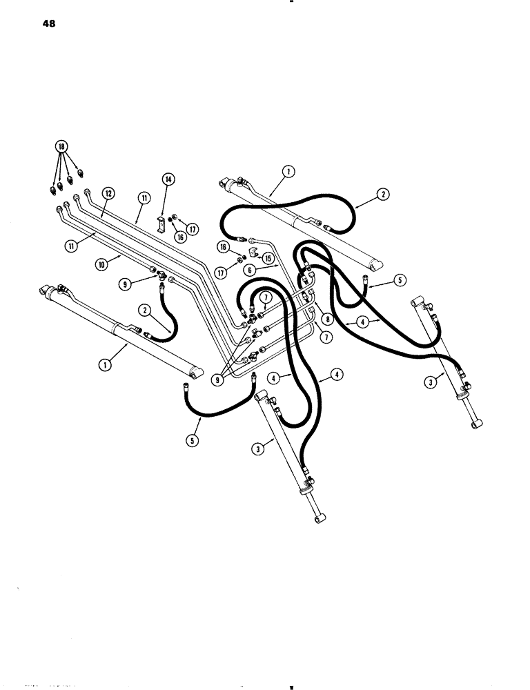 Схема запчастей Case IH 70 - (48) - HYDRAULIC TUBES AND HOSE ASSEMBLIES, USED SERIAL NO. 1610126 AND AFTER 70L, 70S AND 70U (35) - HYDRAULIC SYSTEMS