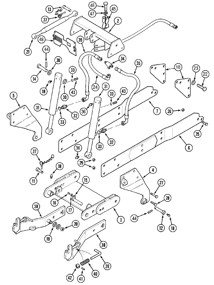 Схема запчастей Case IH MX100C - (09-78) - HITCH 3 POINT FRONT (09) - CHASSIS