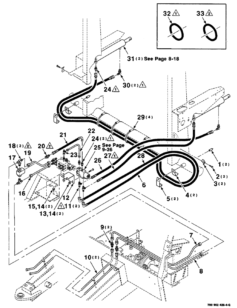 Схема запчастей Case IH 8455 - (9-24) - BALE KICKER KIT-HYDRAULIC ASSEMBLY Decals & Attachments