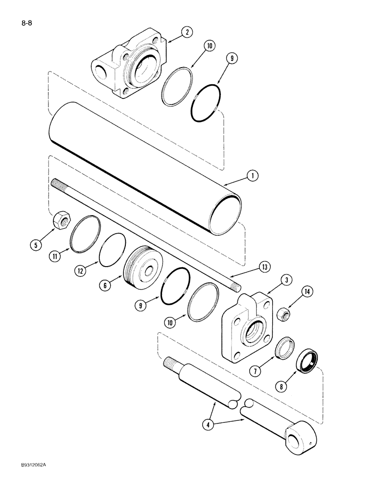 Схема запчастей Case IH 1840 - (8-08) - LIFT CYLINDER ASSEMBLY, FOLDING FRAME, 8 ROW WIDE AND 8 ROW NARROW 