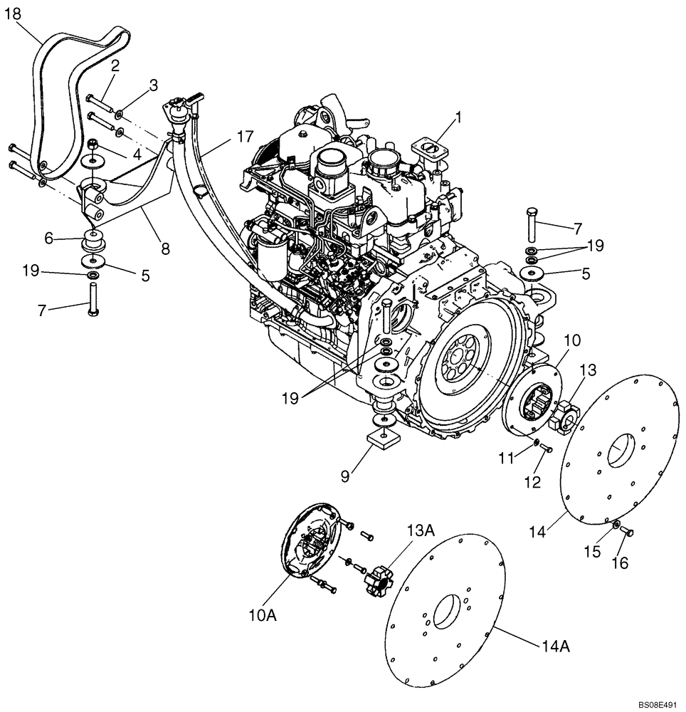 Схема запчастей Case IH 440 - (02-06) - ENGINE - MOUNTING, BELT (02) - ENGINE