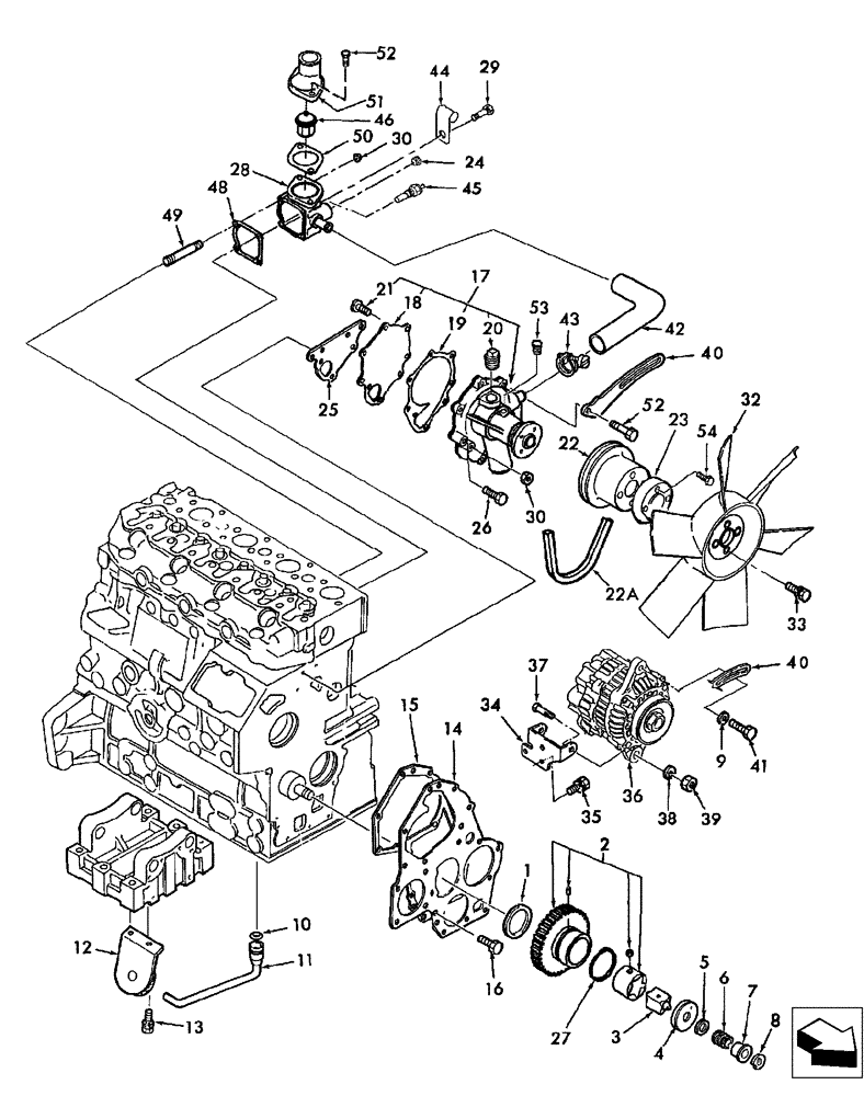 Схема запчастей Case IH DX40 - (01.08) - OIL PUMP, WATER PUMP & FAN (01) - ENGINE