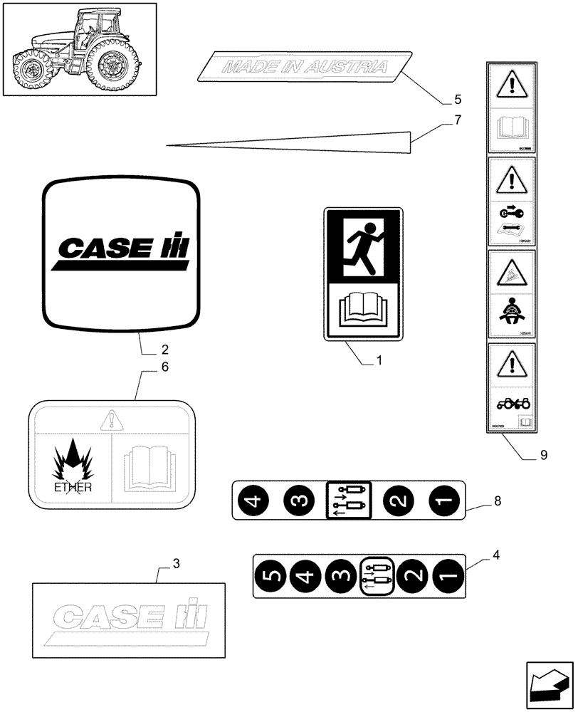 Схема запчастей Case IH MAXXUM 140 - (1.98.0[02]) - DECALS (13) - DECALS