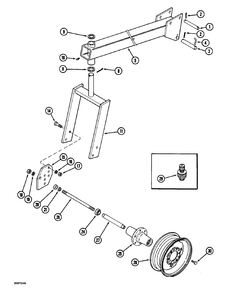 Схема запчастей Case IH 900 - (9-064) - ASSIST WHEEL, CYCLO AIR HORIZONTAL FOLDING, ALL ROW SIZES (09) - CHASSIS/ATTACHMENTS