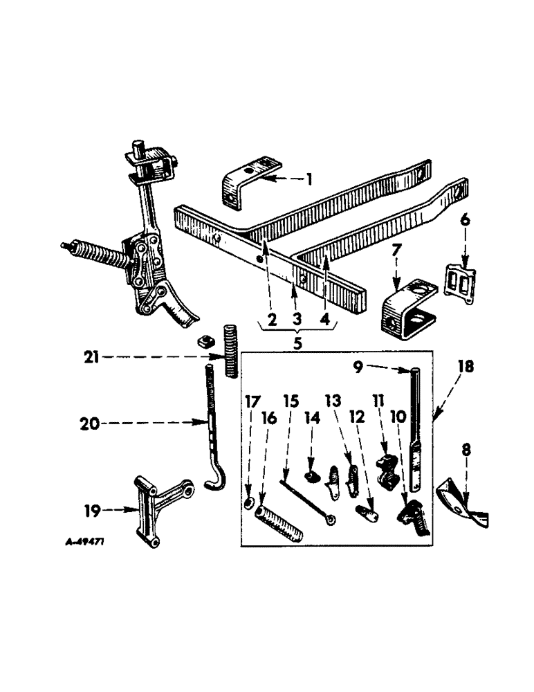 Схема запчастей Case IH 187 - (D-10) - SHOVEL COVERING ATTACHMENT, SPRING TRIP 