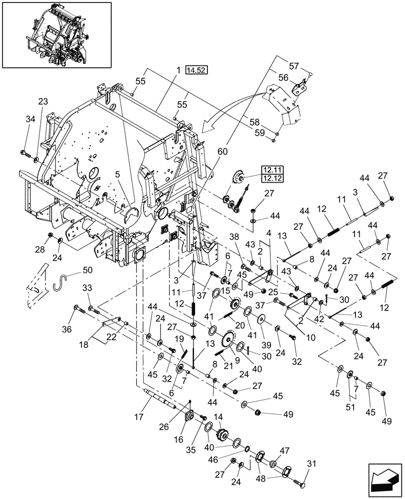 Схема запчастей Case IH RB454 - (12.18) - MAIN FRAME & DRIVE, LH, ROTOR (12) - MAIN FRAME