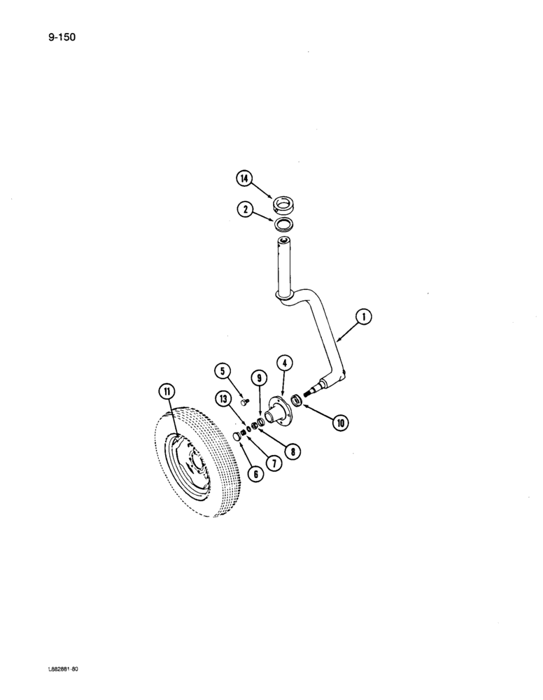 Схема запчастей Case IH 6200 - (9-150) - CASTER WHEEL AXLE, 14 X 6, 16 X 6 (09) - CHASSIS/ATTACHMENTS