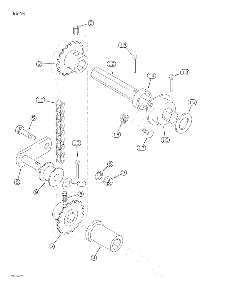 Схема запчастей Case IH 950 - (9B-18) - DRIVE PARTS FOR SPEED CHANGE ASSEMBLY, 24 ROW NARROW, FRONT FOLD, CENTER MODULE ONLY (09) - CHASSIS/ATTACHMENTS