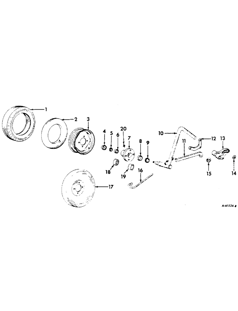 Схема запчастей Case IH 311 - (P-16) - REAR FURROW WHEEL, TRIP BEAM, 1960 TO 1964 