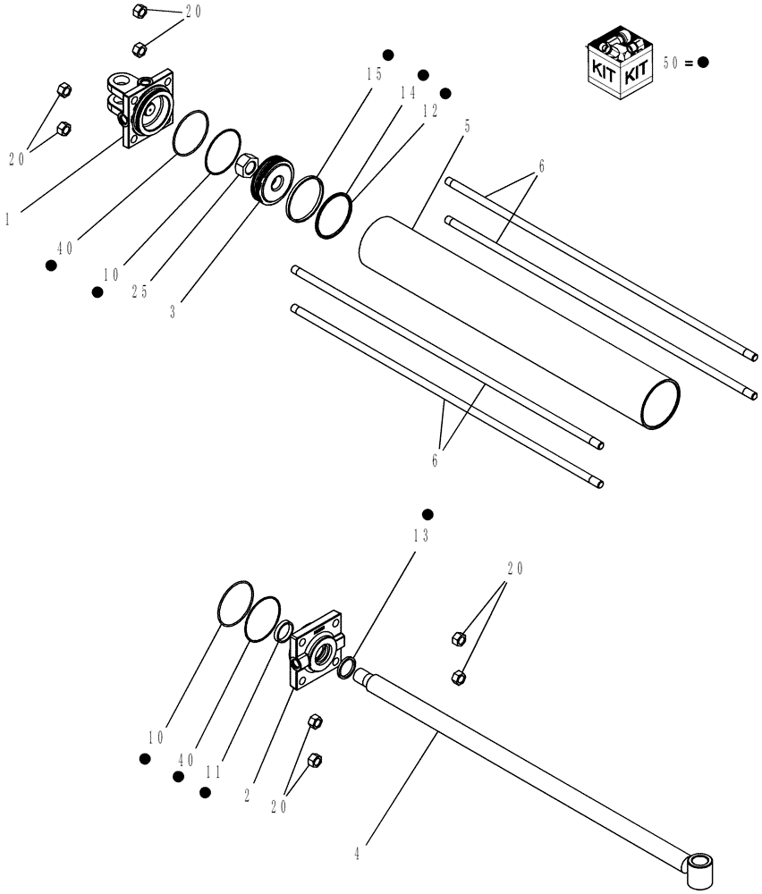 Схема запчастей Case IH ATX - (08-46) - HYDRAULIC WING LIFT CYLINDER, 4 INCH BORE X 30 INCH STROKE, 86991622 AND 87407430 (08) - HYDRAULICS