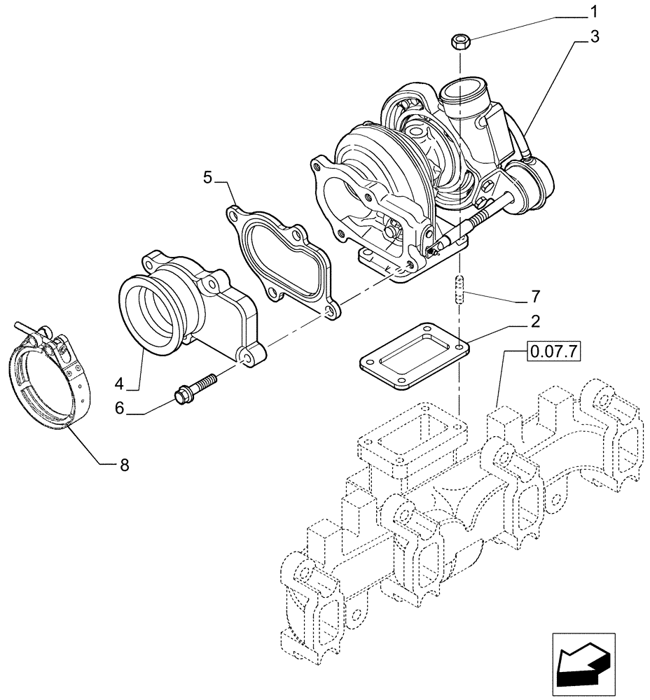 Схема запчастей Case IH P70 - (0.24.0[01]) - TURBOCHARGER - P85 (02) - ENGINE