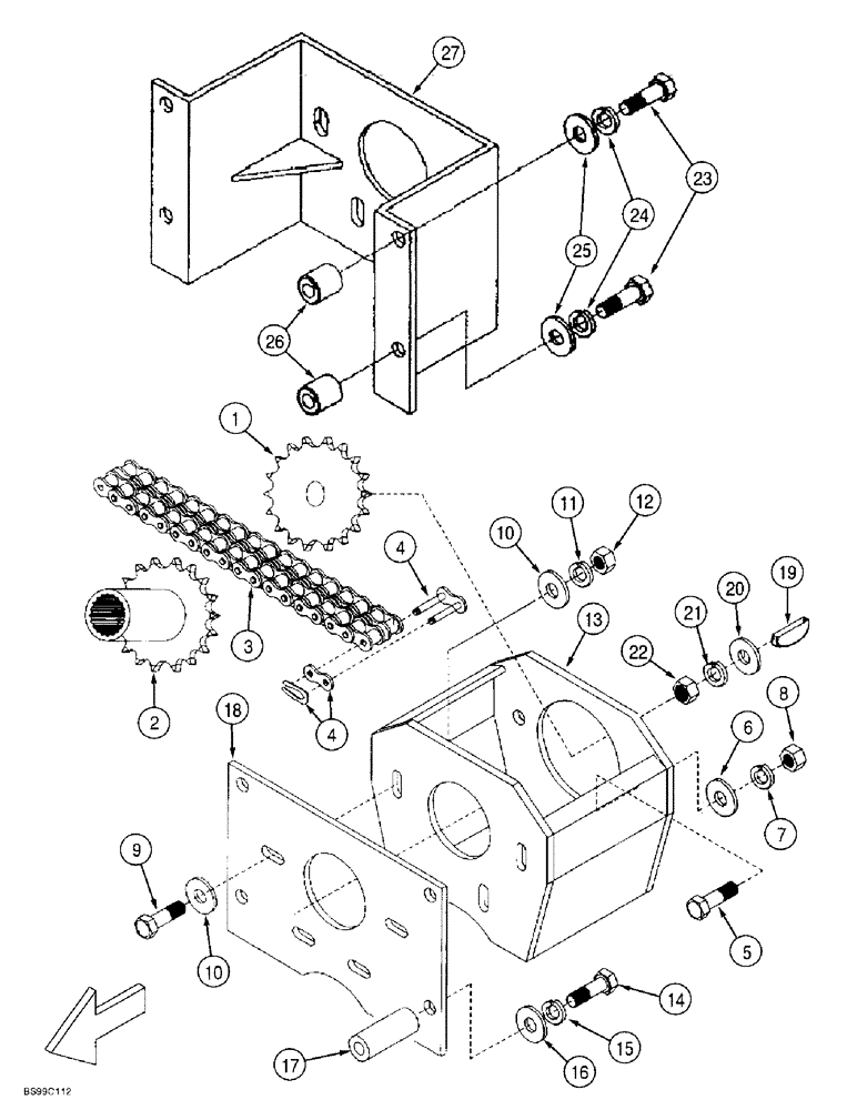 Схема запчастей Case IH 955 - (8-026) - BLOWER PUMP MOUNTING PARTS, 24 ROW NARROW, FRONT FOLD, 12/23 SOLID ROW CROP, FRONT FOLD (08) - HYDRAULICS