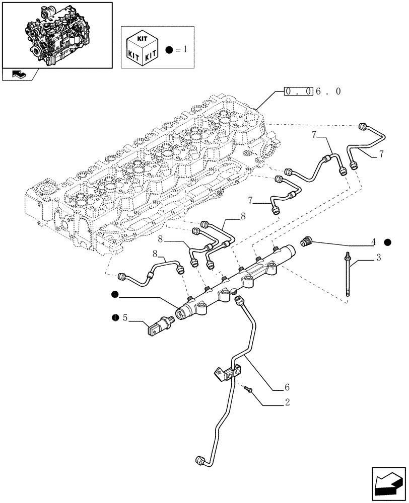 Схема запчастей Case IH PUMA 140 - (0.14.9) - INJECTION EQUIPMENT - PIPING (01) - ENGINE