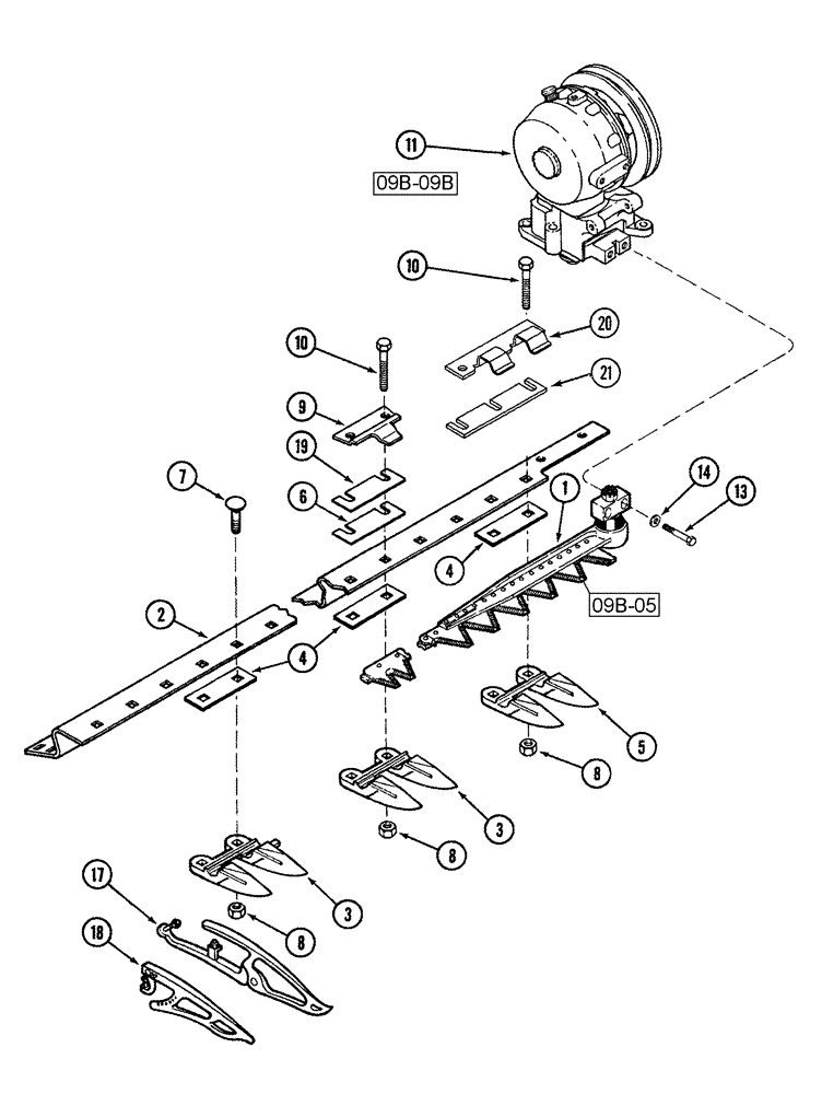 Схема запчастей Case IH 1010 - (09B-02) - KNIFE GUARDS AND CUTTER BAR 3 INCH KNIFE (09) - CHASSIS/ATTACHMENTS