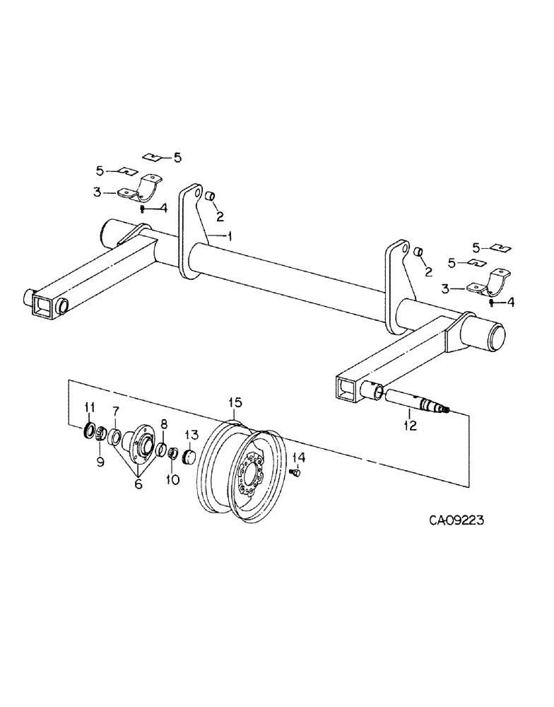 Схема запчастей Case IH 568 - (B-09) - AXLE, WHEEL AND HUB, 6 ROW 