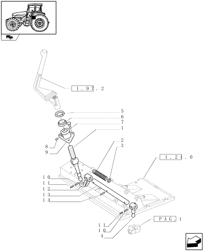 Схема запчастей Case IH FARMALL 85U - (1.32.2[02]) - CENTRAL REDUCTION - RANGE GEARSHIFT MECHANISM - LEVERS AND TIE-RODS (03) - TRANSMISSION