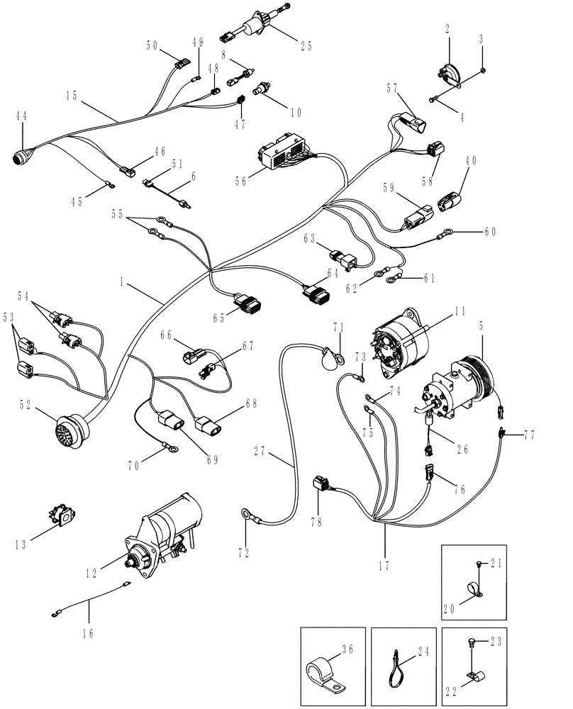 Схема запчастей Case IH MAGNUM 215 - (04-01[01]) - HARNESS - ENGINE (04) - ELECTRICAL SYSTEMS