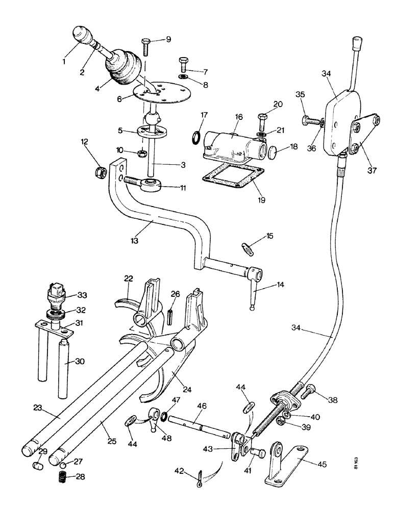 Схема запчастей Case IH 1490 - (D18-1) - GEAR SHIFT LEVERS - POWER SHIFT, HIGH PLATFORM, CAB MODEL, P.I.N. 11182783 AND AFTER (03) - POWER TRAIN